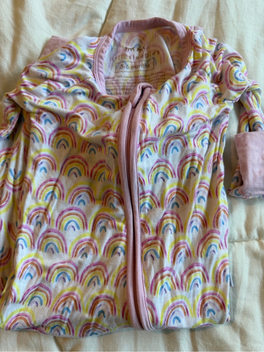 Little Sleepies Pink Rainbow Zippy Pajamas